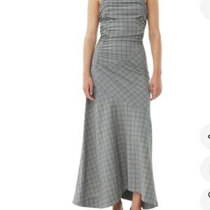 Ganni Women's Gray Check Maxi Skirt